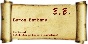 Baros Barbara névjegykártya
